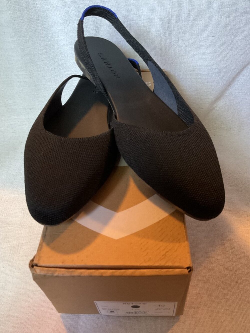 NWB Women’s Rothy’s The Almond Slingback, Black, Sz 10